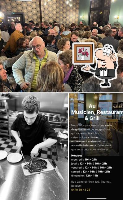 Parmi les différentes choses de la intérieur et la nourriture, une personne peut trouver sur Au Musicien restaurant & grill