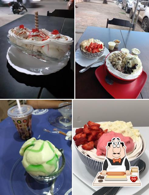 Gryk sorvete e açaí provê uma escolha de pratos doces