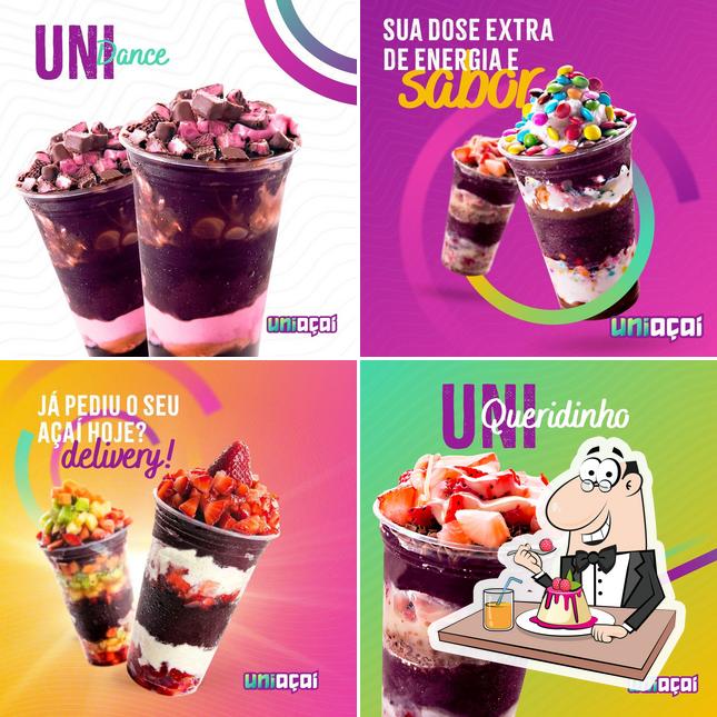 Uni Açaí oferece uma escolha de pratos doces