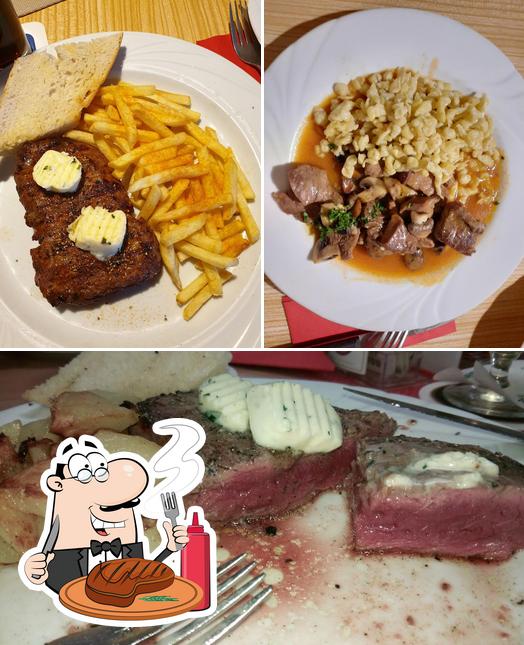 Order meat meals at Mende's Steakhaus