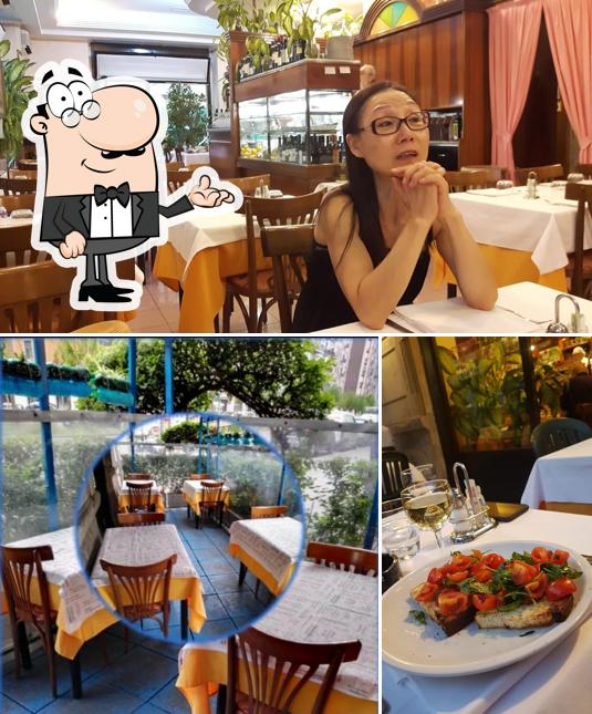 La interni e tavolo da pranzo del ristorante