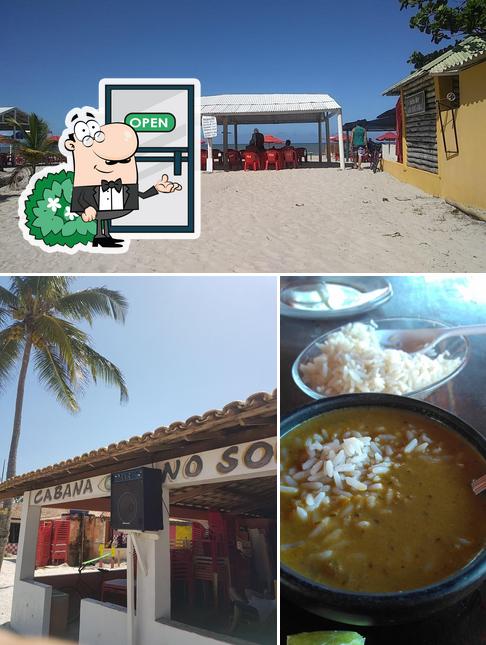 Take a look at the photo showing exterior and food at Cabana Olho no Sol