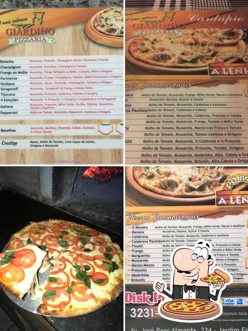 Escolha pizza no Giardino Pizzaria