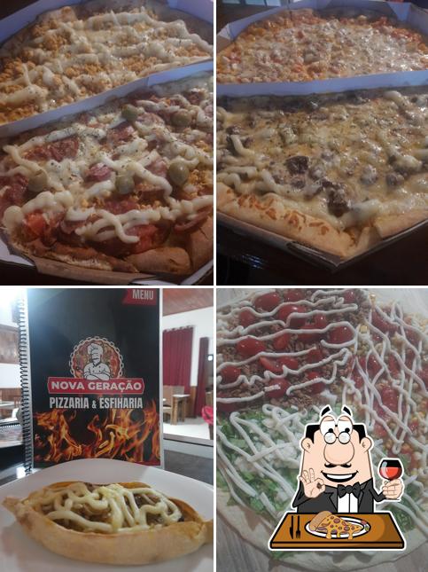 Experimente pizza no Pizzaria e Esfiharia Nova Geração