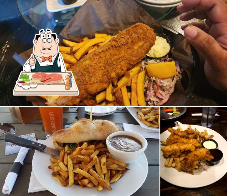 Fish and chips at Bollocks Pub & Kitchen - Whitby Patio