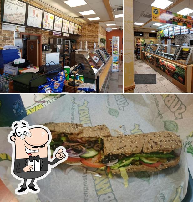 The picture of interior and sandwich at Subway