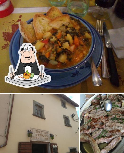 Tra le diverse cose da Trattoria Etrusca "Mario Ponticelli" si possono trovare la cibo e interni