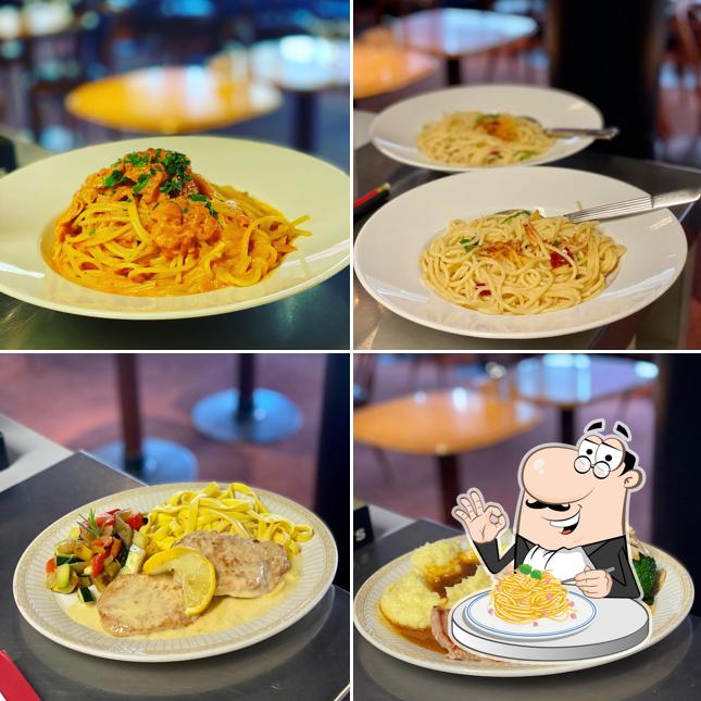 Spaghetti à la carbonara à Cafe & Bar Plaza-Topolino