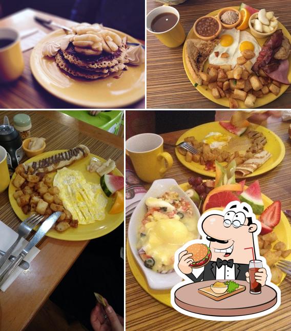 Prenez un hamburger à A.M. Déjeuner Dîner