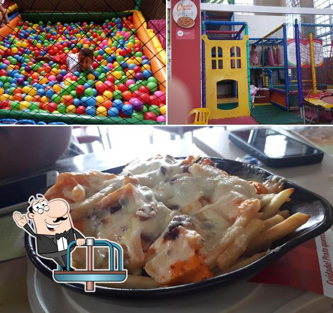 Among different things one can find play area and food at Habib's