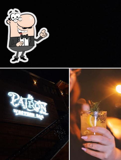 A ilustração do El Patron Western Bar’s exterior e comida