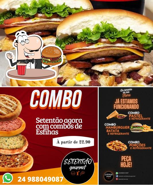 Закажите гамбургеры в "SetenTão Pizzaria"