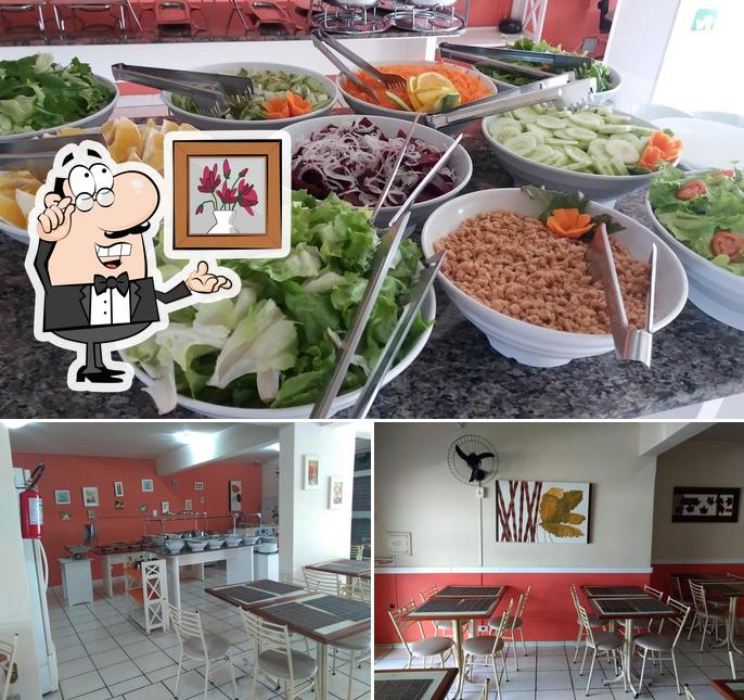 A ilustração da interior e comida no Cantinho Brasileiro