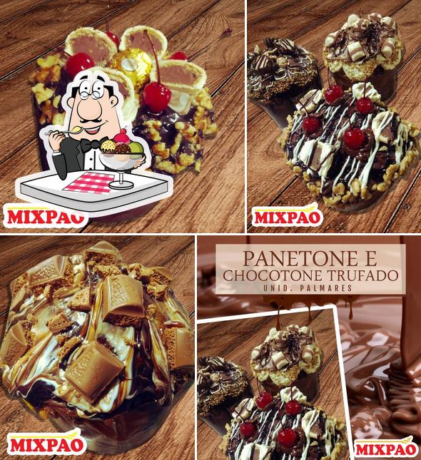 Mixpão Palmares serve uma variedade de sobremesas