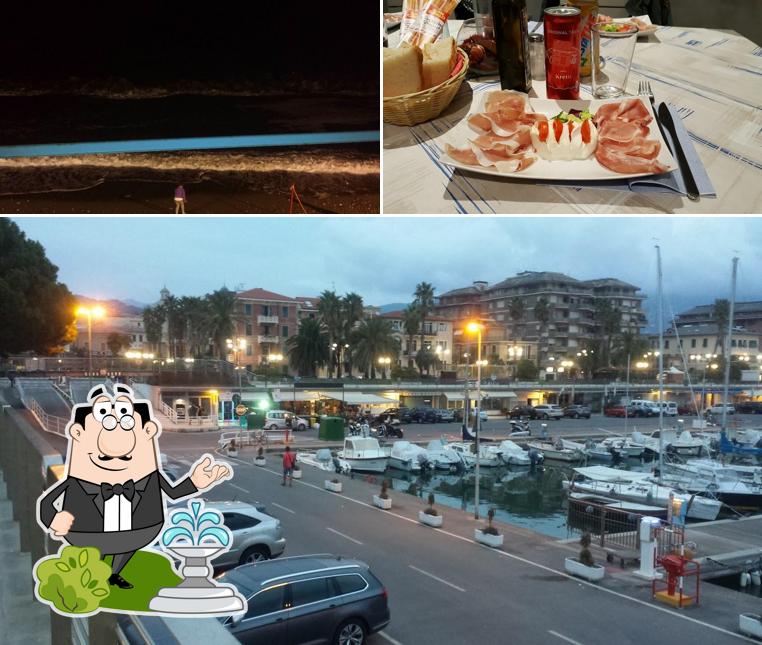 La esterno e cibo del ristorante