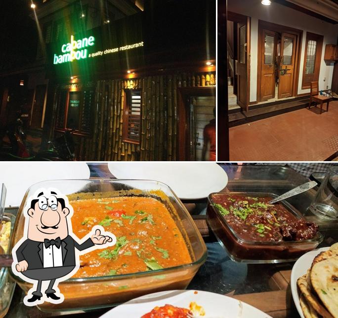 This is the image showing interior and food at Cabane Bambou