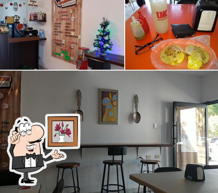 Check out the photo depicting interior and food at Las "Gordibuenas" Restaurante
