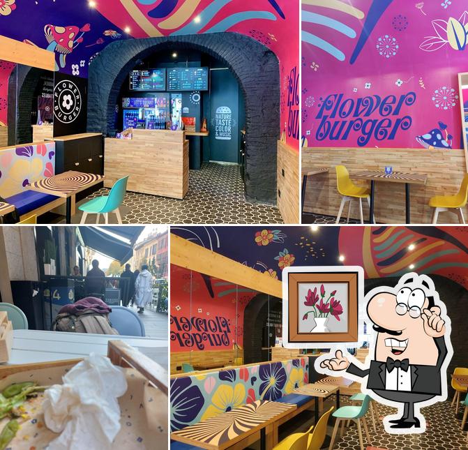 Gli interni di Flower Burger