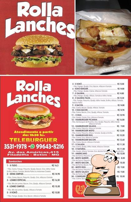 Delicie-se com um hambúrguer no Lanchonete Rolla Lanches- Betim