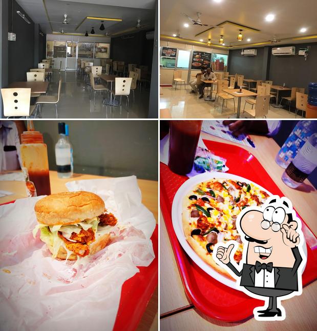 The restaurant's interior and food