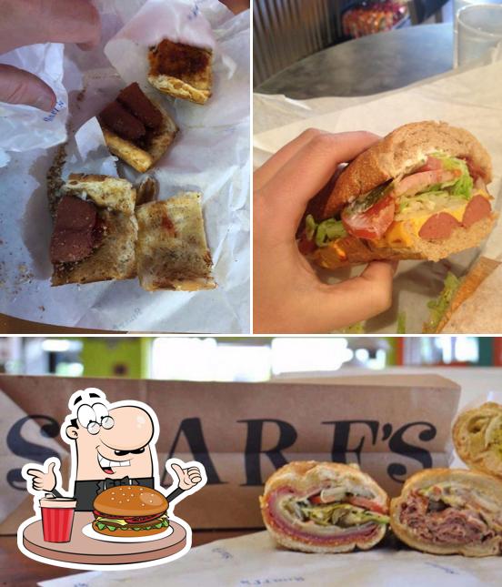 Order a burger at Snarf's Sandwiches