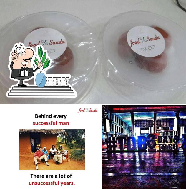 The image of Food Sauda’s exterior and food