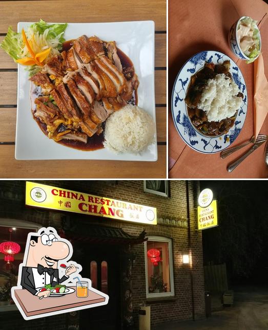 Take a look at the image showing food and exterior at China-Restaurant Chang