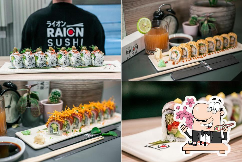 Sushi rolls are served at Raion Sushi