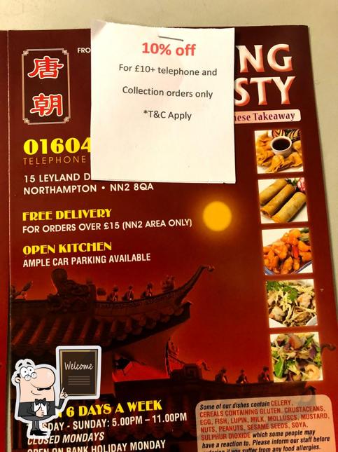 Tong Dynasty in Northampton Restaurant menu and reviews