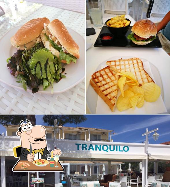 This is the picture depicting food and exterior at Tranquilo