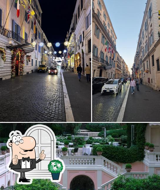 Puoi goderti l'aria fresca da seduto all'esterno di Hotel de Russie