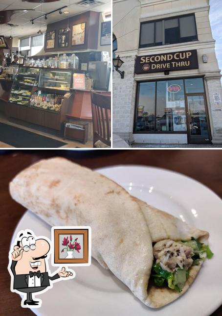 The photo of Second Cup Café’s interior and food