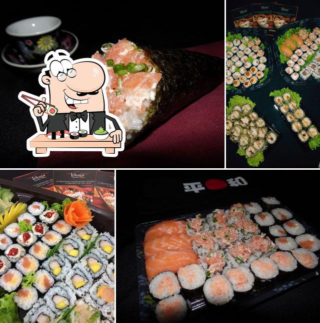 Rolos de sushi são servidos no Inkaza Sushi Lagoa Santa MG