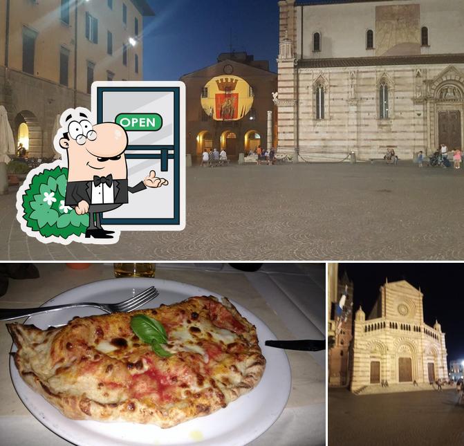 Voici la photo indiquant la extérieur et pizza sur Gusti in piazza