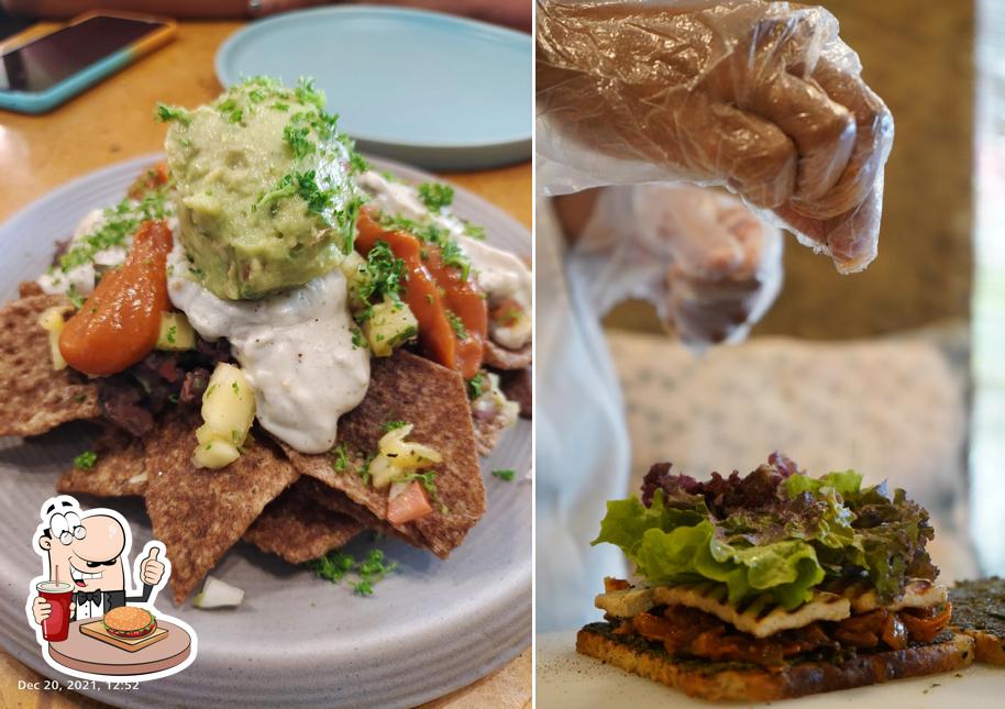Order a burger at Greenr Cafe
