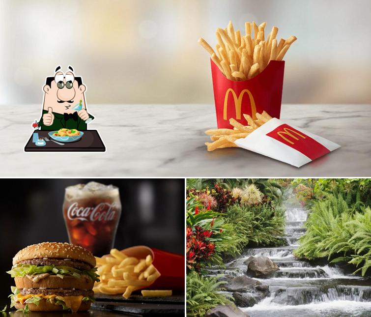 Among different things one can find food and exterior at McDonald's