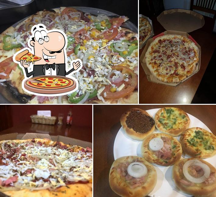 Escolha pizza no Colina Pizzaria