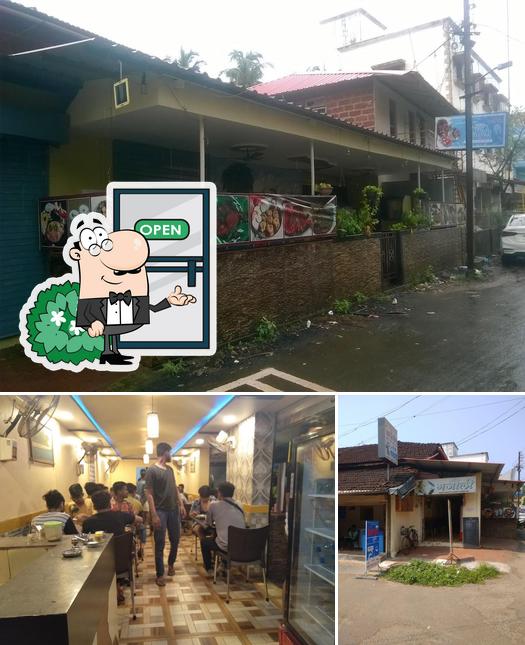 This is the picture showing exterior and interior at Gajalee Hotel (best homemade seafood)