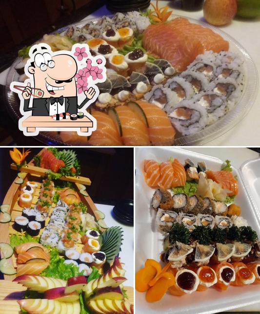 Rolos de sushi são disponibilizados no Restaurante Kaizen