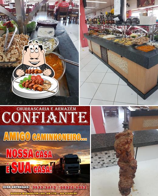 Comida em Churrascaria e Armazém Confiante