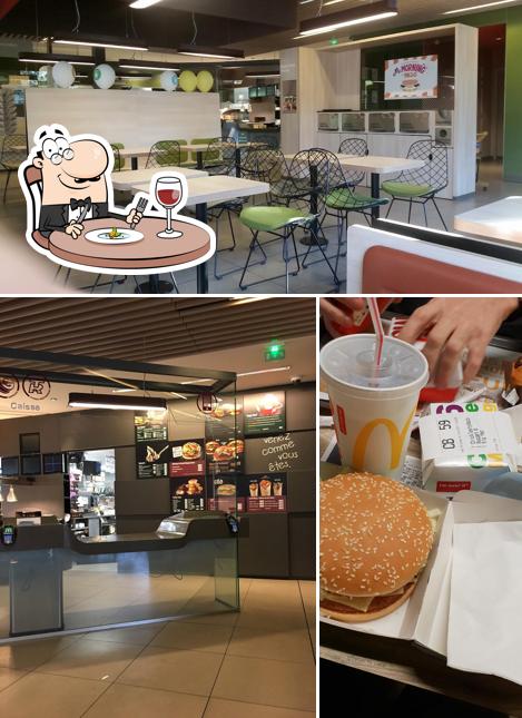 The picture of food and interior at McDonald's