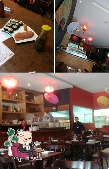 Take a look at the picture depicting interior and food at Restaurante Japa Tijuca