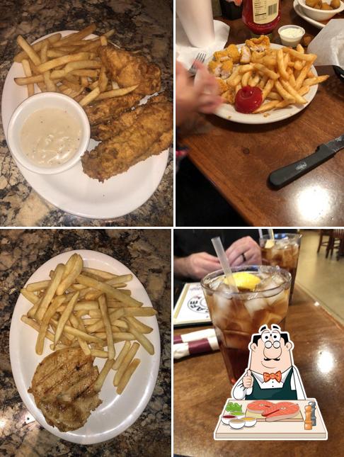 Pescado y patatas fritas en Dixie Cafe