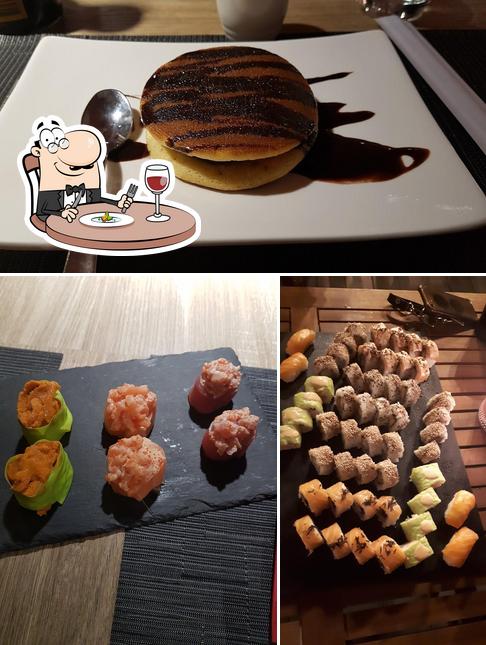 Tra le varie cose da SushiKura si possono trovare la cibo e interni