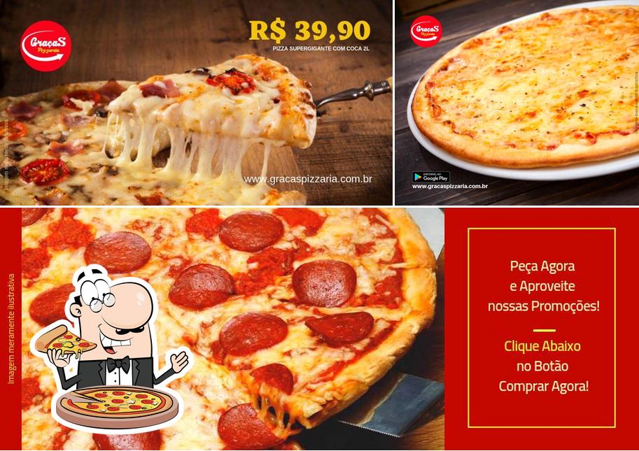 Escolha pizza no Graças Pizzaria