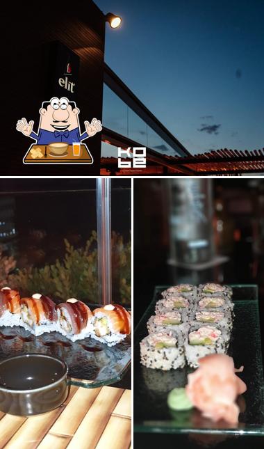 This is the picture showing food and exterior at KOBE