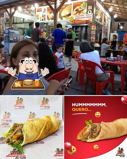 Confira a imagem mostrando comida e interior no Restaurante e Shawarma Baba Naji