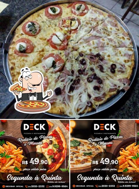 Experimente pizza no Deck Pizzaria Bar & Chopp