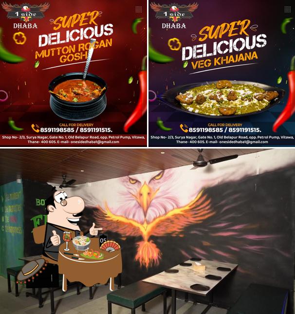 The photo of 1 Side Dhaba Family Resturant Sea Food Indian Chinese Tandoor in vitawa kalwa’s food and interior