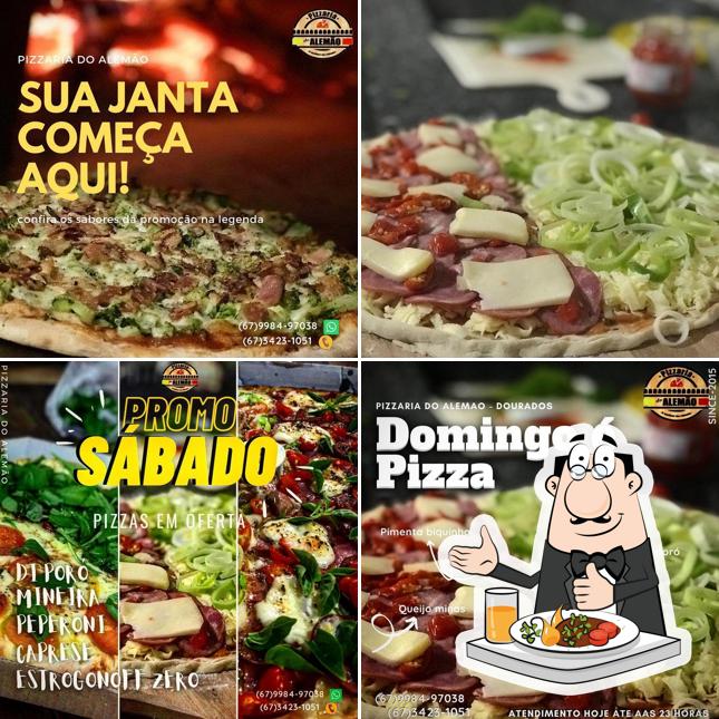 Comida em Pizzaria do Alemão